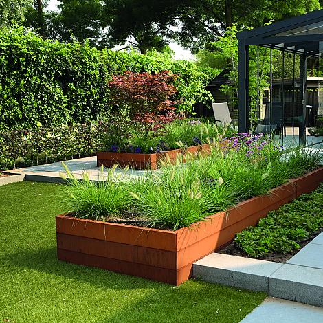 Plantenbak Modulair Corten 120x120x28 cm